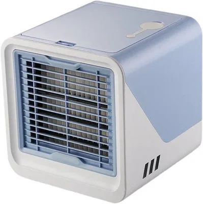 Productafbeelding van Ventilator met koelfunctie - Draagbare 2-in-1 tafelventilator met waterreservoir - Oplaadbaar en stil - Geschikt voor slaapkamer en kantoor