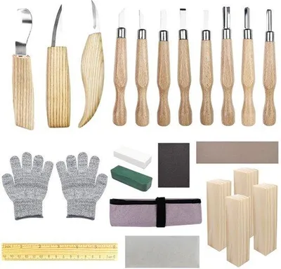 Productafbeelding van Houtsnijmessenset, 25 stuks, houtsnijgereedschap