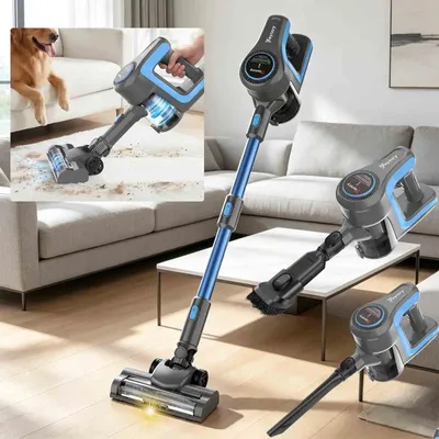 Immagine prodotto di Aspirapolvere senza fili - Aspirapolvere portatile - Potenza di aspirazione: 15 kPa - Ideale per la rimozione dei peli di animali - 21 V - Potenza: 1000–1399 W - Colore: blu