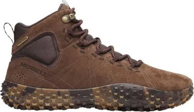 A single brown hiking boot is shown against a white background.
