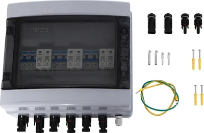 Produktbild von Solar PV String Combiner Box - Photovoltaik DC Anschlusskasten mit Lasttrennschalter - 3 Strings - 40A 1000V - Überspannungsschutz 20-40kA T2 - IP65 Wandmontage