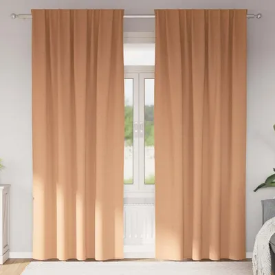 Produktbild von Verdunkelungs-Vorhänge mit Ringen 2 pcs Hellbraun 245 x 140 cm