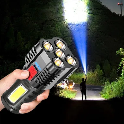 Produktbild von LED-Taschenlampe wiederaufladbar – Handlich, 5 LED + COB-Seitenlicht, USB, IPX6