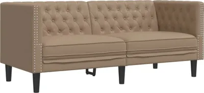 Produktbild von vidaXL Chesterfield-Sofa 2-Sitzer Cappuccino Kunstleder