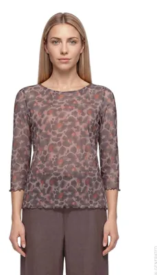 Zdjęcie produktu dla Bluza damska Betty Barclay z siateczki, dekolt w kształcie litery "V", rozmiar 44, kolor czerwony/brązowy