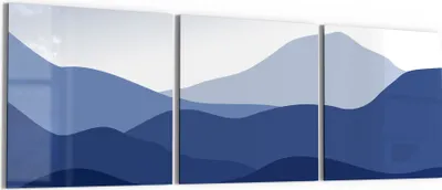 Produktbild von DEQORI Glasbild Echtglas 3x50x50 cm 'Berge im Blauschleier' Wandbilder XXL groß
