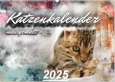 Produktbild von Katzenkalender mausgemalt (Wandkalender 2025 DIN A2 quer), CALVENDO Monatskalender