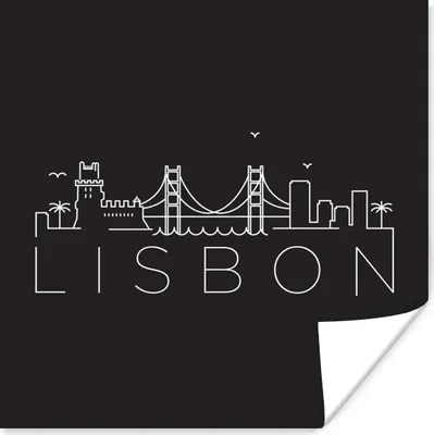 Produktbild von MuchoWow® Poster Skyline ''Lissabon'' vor einem schwarzen Hintergrund 30x30 cm - Wandposter - Printing