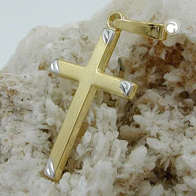 Produktbild von Anhänger 22x13mm Kreuz bicolor matt 9Kt GOLD