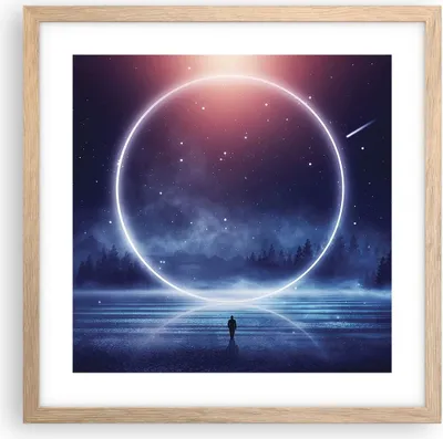 Produktbild von Gerahmtes Poster - Rahmen in heller Eiche - Fantasie Ring Kosmos - 40x40 cm - Wand Bild - Wanddeko - Wandbilder - Kunstposter - Wandposter - Bilderrahmen - Bilder - Kunstdruck - P2NAC40x40-4664