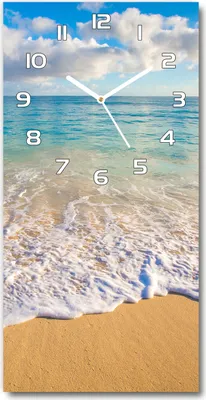 Produktbild von Wanduhr aus Glas – 30x60 cm - Glasbild - Glasuhr - Gehärtetes Glas -Tropischer Strand
