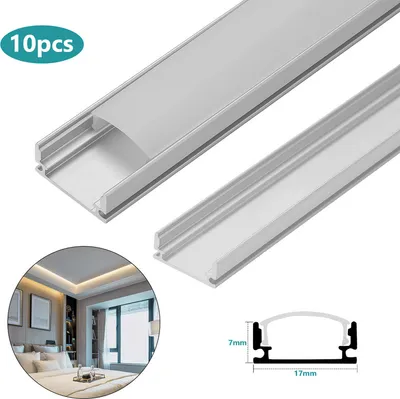 Immagine prodotto di Fiqops 10x1m Profilo in alluminio LED Profilo in alluminio LED Guida in alluminio Modelli interni per strisce LED Apparecchio anodizzato Forma a U