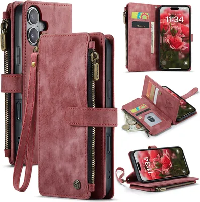 Produktbild von iPhone 17 Hülle - CaseMe C30 Klapphülle mit Brieftasche - Rot