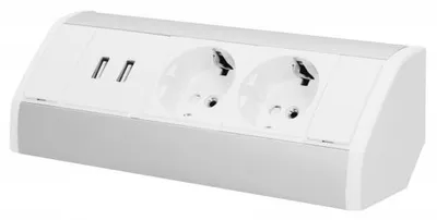 Produktbild von Orno Möbelsteckdose 2X2P+Z+Usb, Schuko Weiß-Silber