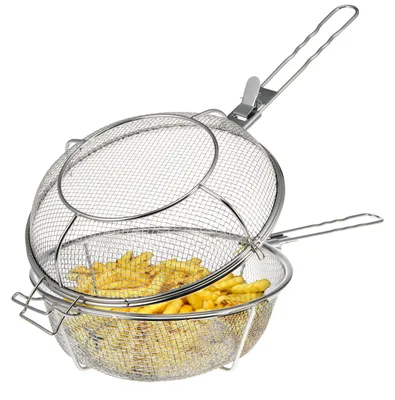 Zdjęcie produktu dla Sk?adany kosz do grilla Bremermann / stal nierdzewna, ?rednica ok. 30 cm, zdejmowane uchwyty