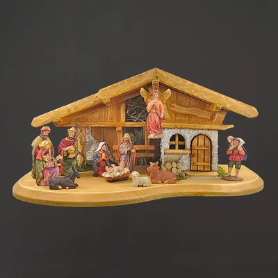Produktbild von Holzkrippe mit Figuren 45 cm