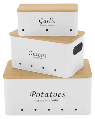 Produktbild von Aufbewahrungsbox, Set von 3, langlebige Gemüsebehälter, WEISS