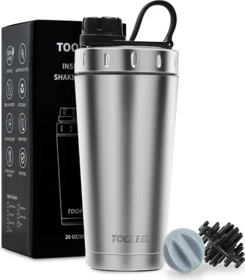 Produktbild von Protein Shaker Flasche 20 oz doppelwandig isoliert Edelstahl Fitness Becher