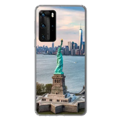 Produktbild von MuchoWow® Handyhülle Schutzhülle Hülle für Huawei P40 Pro Freiheitsstatue mit der Skyline von New York Silikon Softcase Handy Hülle - Schutz