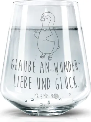 Produktbild von Mr. & Mrs. Panda Glas Pinguin Marienkäfer - Transparent - Geschenk, Aufmerksam, Liebe, Becherglas, Kleine Wunder, getränkebecher, Tumbler, Glück, Trinkgefäß, Wasserglas