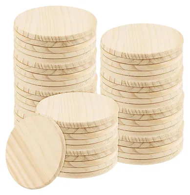 Obrázek produktu pro Elzusha - Kulaté dřevěné podtácky - 50 kusů - průměr 10 cm - materiál pro tvoření