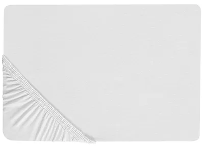 Produktbild von BELIANI Spannbettlaken Weiß Baumwolle mit Gummizug 180 x 200 cm Betttuch für Klassische Hohe Matratze Atmungsaktiv Schlafzimmer Doppelbett