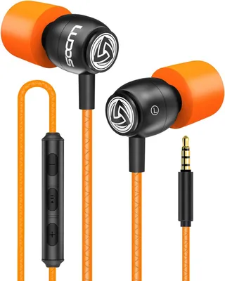 Produktbild von Ludos Clamor In-Ear Headphones with Cable and Microphone, 5 Year Warranty, Bass, Premium Audio Quality, Memory Foam, Reinforced Cable, Volume Control