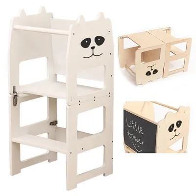 Immagine prodotto di Torre didattica 3in1 per bambini con tavolo da disegno pieghevole e sedia (bianco)