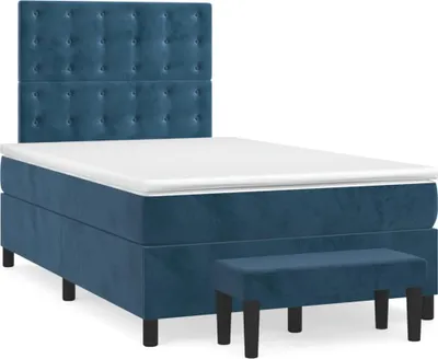 Produktbild von vidaXL Boxspringbett mit Matratze Dunkelblau 120x200 cm Samt