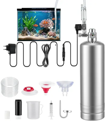 Obrázek produktu pro Kompletní CO2 systém, 2 litry, z nerezové oceli, s magnetickým ventilem a difuzorem, určený pro akvarijní rostliny