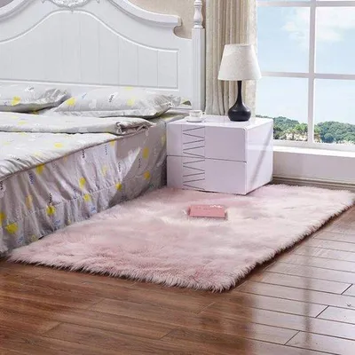 Productafbeelding van Ibenzoa® Kunstlamfell vloerkleed, 80 x 180 cm, polyester, roze – zacht kunstvacht vloerkleed voor woonkamer, slaapkamer en kinderkamer