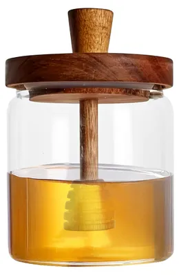 Produktbild von Praktischer Aufbewahrungsbehälter für Bienennektar | 280 g | Glasbehälter mit Holzdeckel für die Küche