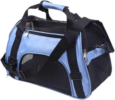 Produktbild von Tragbarer Haustier-Rucksack in Größe S, atmungsaktive Mesh-Tragetasche für kleine Hunde und Katzen, faltbar mit Sicherheitsreißverschluss, für Camping und Reisen im Freien, Blau