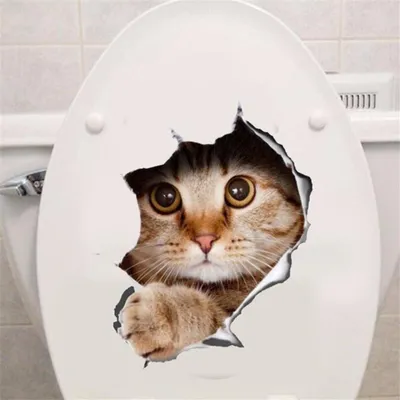Produktbild von Wasserfeste und abnehmbare Wandaufkleber für Toilettensitze, mit Katzen- und Hundemotiv