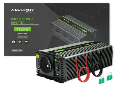 Produktbild von Qoltec Monolith Spannungswandler | 600W | 1200W | 24V auf 230V | Reiner Sinus