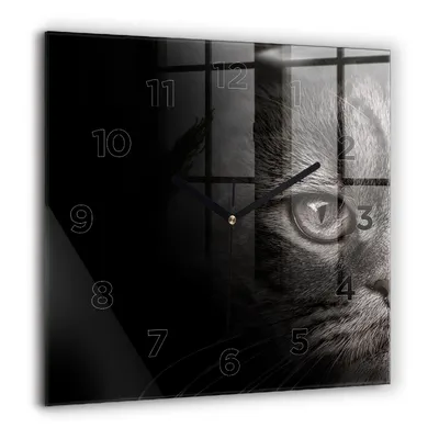 Produktbild von Wallfluent Große Wanduhr – Stilles Quarzuhrwerk - Uhr Dekoration Wohnzimmer Schlafzimmer Küche - Zifferblatt - schwarze Zeiger - 60 cm - Schottenhund und Katze