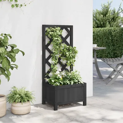 Produktbild von "Winterschlussverkauf "Pflanzkübel/Garten-Hochbeet - CLORIS - Pflanzkasten - mit Spalier Schwarz Massivholz Tanne - DEMöbel3754200