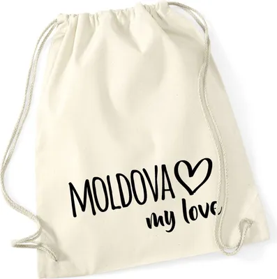 Produktbild von Huuraa Turnbeutel Moldova my love 12 Liter Natural Baumwolle Rucksack Geschenkidee
