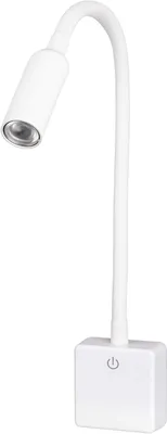 Produktbild von Steckdosenlampe – Nachttischlampe – Leselampe – Flexibler Schwanenhals – 465 mm Länge – Weiß