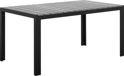Produktbild von BELIANI Gartentisch Grau und Schwarz Aluminium Kunstholz Rechteckig 150x90 cm für 6 Personen Modern für Terrasse Garten Ausstattung