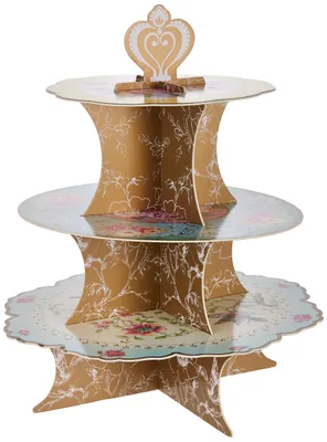Kuchenständer, 3-stöckig, buntes Blumenmuster, 36 cm, Papier