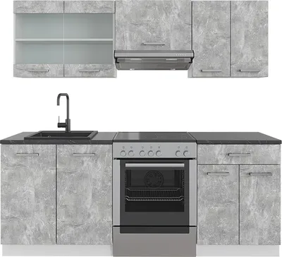 Produktbild von Vicco Küchenzeile R-Line, , Beton/Weiß/Weiß