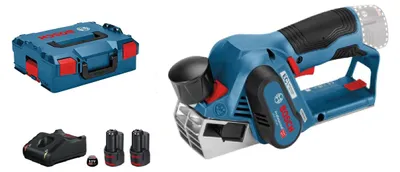 Image de Rabots 12V GHO 12V-20 + 2 batteries 3Ah + chargeur + coffret L-BOXX - BOSCH - 06015A7001