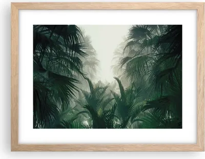 Produktbild von Gerahmtes Poster - Rahmen in heller Eiche - Dschungel Blätter Palmen - 40x30 cm - Wand Bild - Wanddeko - Wandbilder - Kunstposter - Wandposter - Bilderrahmen - Bilder - Kunstdruck - P2NAA40x30-4504