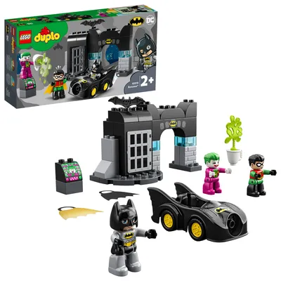 Produktbild von LEGO 10919 DUPLO Super Heroes DC Bathöhle mit Batmobil, Batman, Robin, Joker und Auto, Baby Spielzeug ab 2 Jahre, Kinderspielzeug, Motorikspielzeug