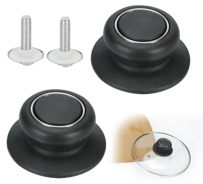 2 Deckelknöpfe Bakelit/Edelstahl Ø 6 cm hitzebeständig