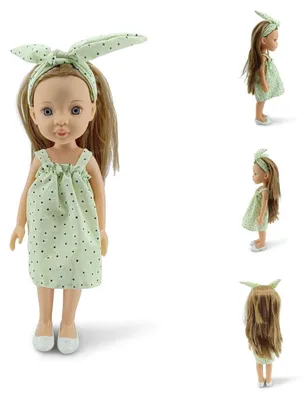 Produktbild von Moni Kinderpuppe 33 cm Pretty Doll Kleidung Haare Schuhe beweglich ab 3 Jahren grün