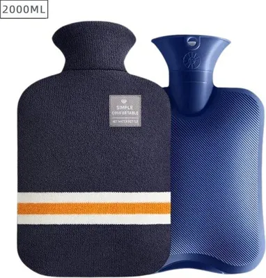 Productafbeelding van Actania Warmtekruik - Warmwaterzak Met Hoes - Warmwaterkruik - Warmtekussen - Knuffel Kruik - Bag - Blauw 2000ml
