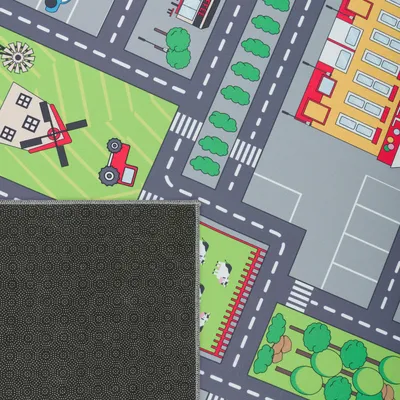 Produktbild von Teppich Kinderzimmer Grau Kinderteppich Spielteppich Straßenteppich Mädchen Jungs Grösse 120x160 cm