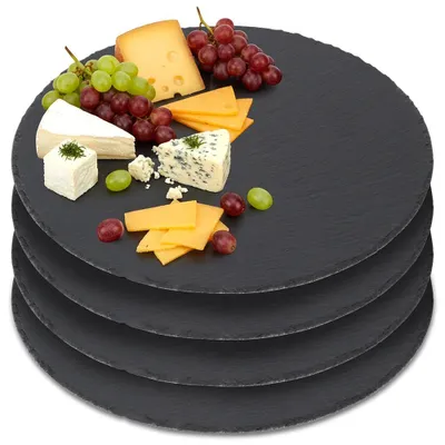 Produktbild von Vilde | Serviertablett 4er Set - Ø 30 cm - Steinschiefer - thermische Eigenschaften - Schwarz